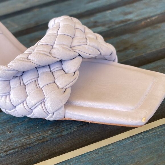 Aldo Women Mules PU Leather Lilac Braided Square Toe Slip-On 8.5 Kitten Heel - Picture 6 of 14